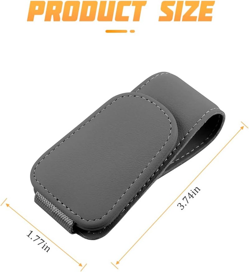 Leather Sunglasses Holder for Car Sun Visor - Magnetic Glasses Clip and Ticket Card Holder - Image 2