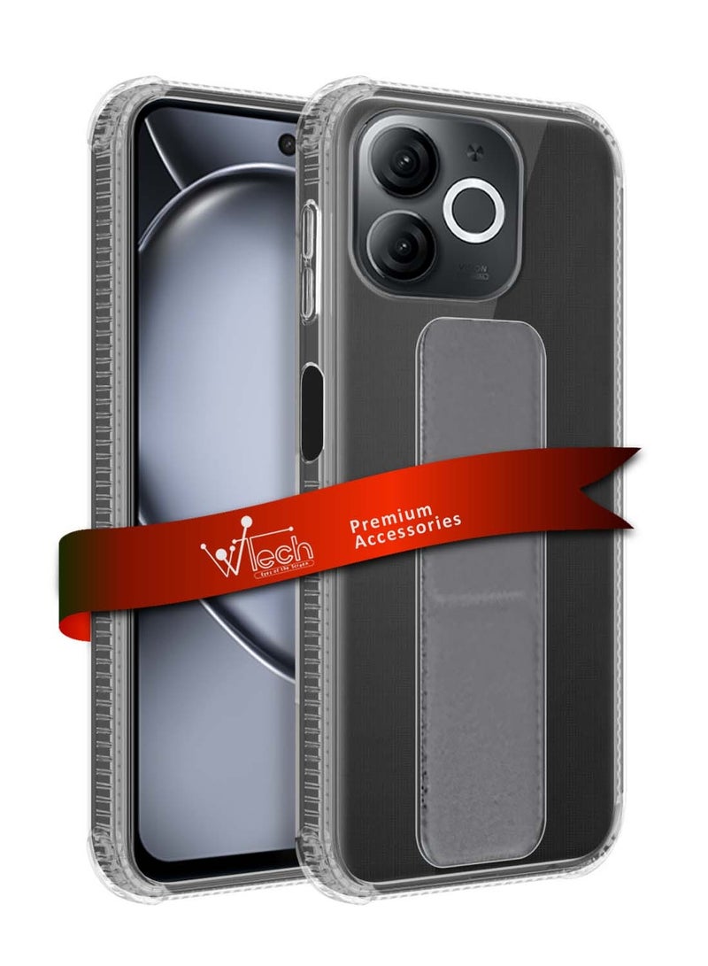 دبليو تيك غطاء وسادة هوائية بمقبض يدوي من مادة TPU من Itel A80 4G 2024 - شفاف/رمادي - Image 1