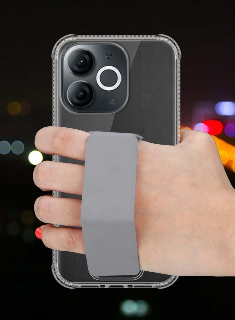 دبليو تيك غطاء وسادة هوائية بمقبض يدوي من مادة TPU من Itel A80 4G 2024 - شفاف/رمادي - Image 3