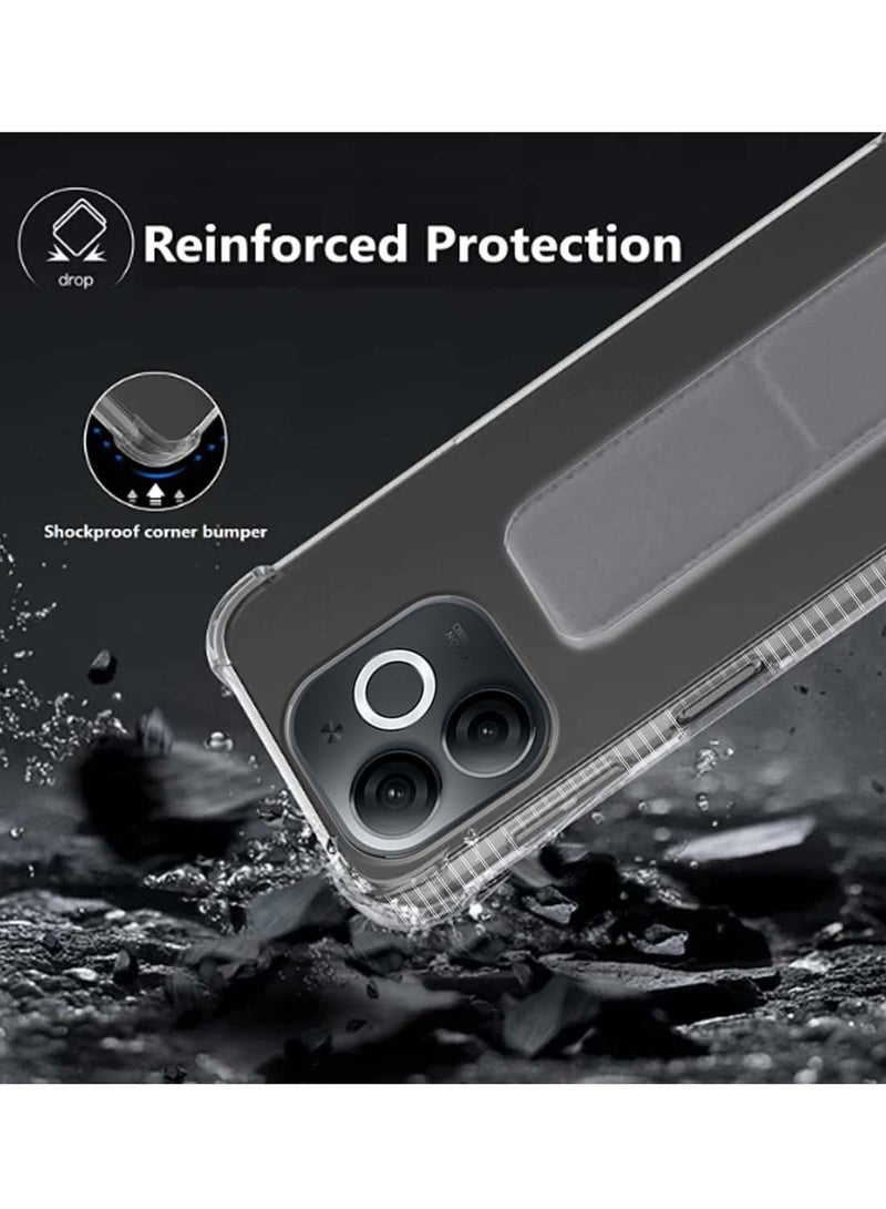 دبليو تيك غطاء وسادة هوائية بمقبض يدوي من مادة TPU من Itel A80 4G 2024 - شفاف/رمادي - Image 4