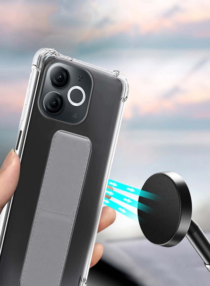 دبليو تيك غطاء وسادة هوائية بمقبض يدوي من مادة TPU من Itel A80 4G 2024 - شفاف/رمادي - Image 5