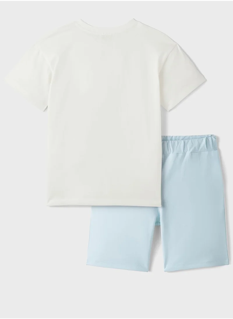 جون Kids Crew Neck T-Shirt And Short Set