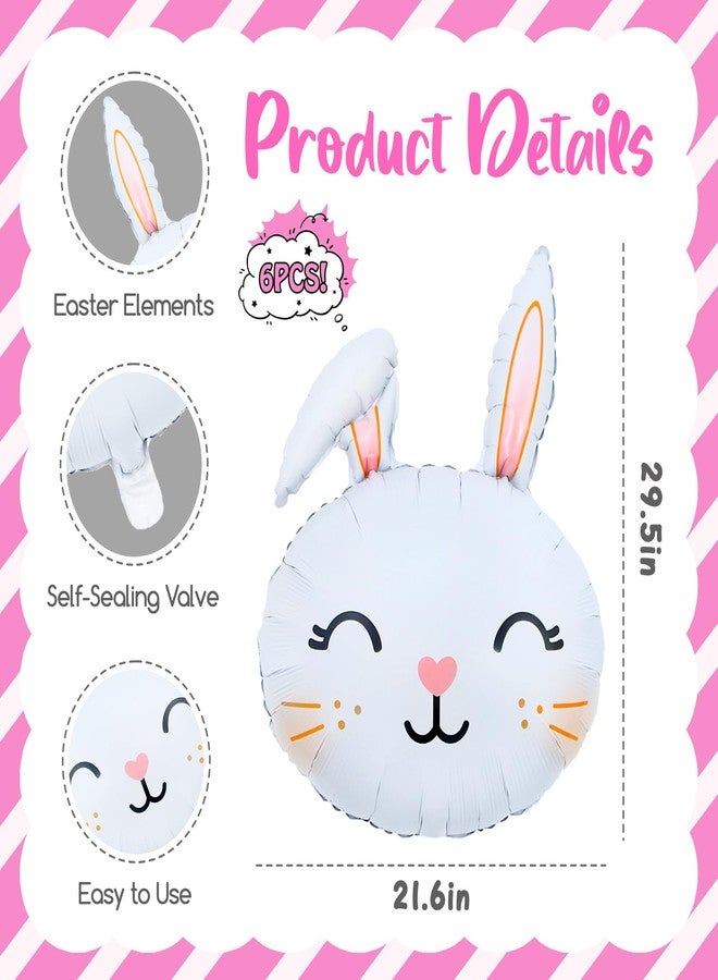 KHC-KHF 6PCS Easter-Bunny Balloons Rabbit Head Foil Balloons Easter Themed Party Mylar Bunny Birthday Party Supplies Decorations - Image 3