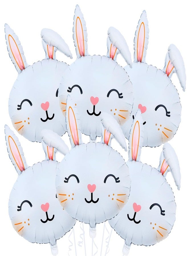 KHC-KHF 6PCS Easter-Bunny Balloons Rabbit Head Foil Balloons Easter Themed Party Mylar Bunny Birthday Party Supplies Decorations - Image 1