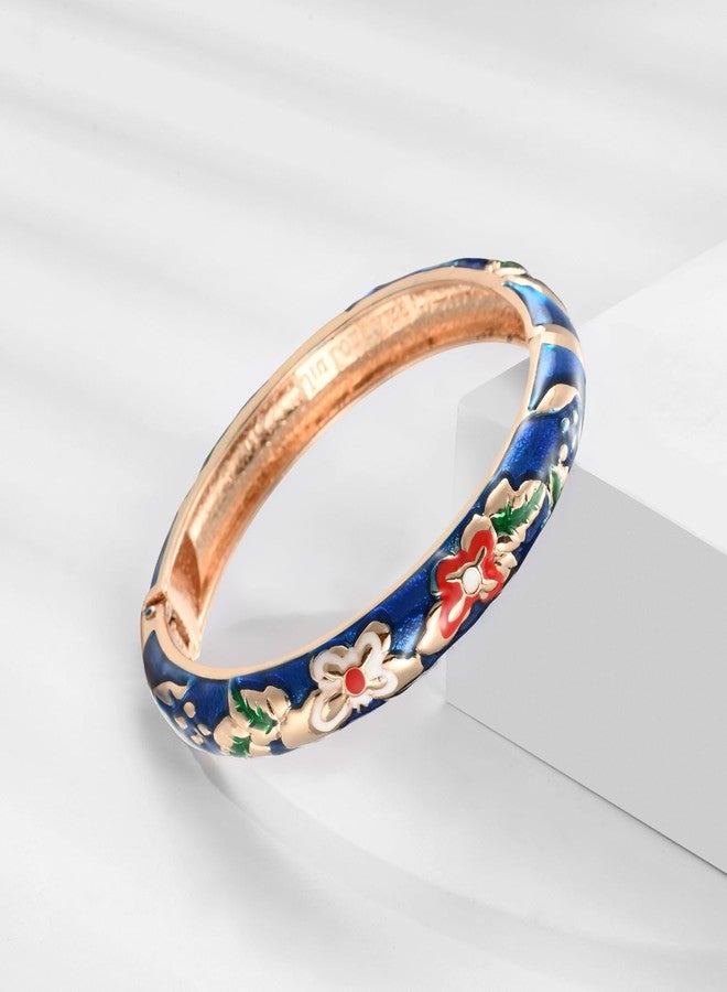 wynameleri Vintage Butterfly Bracelet Colors Cloisonne Women Hinged Bangles Enameled Bracelets Jewelry Gifts 55A102 Navy Blue - Image 2