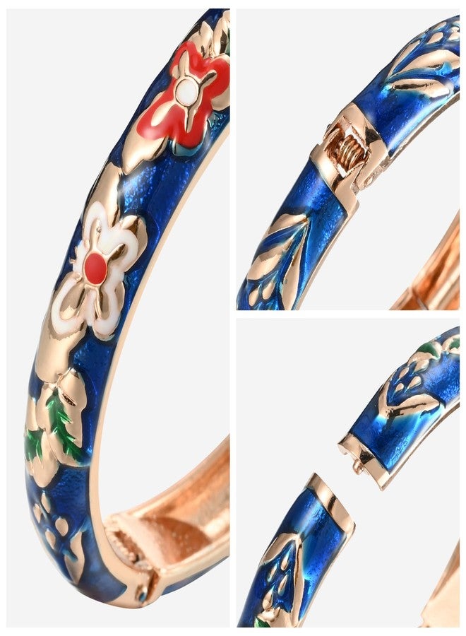 wynameleri Vintage Butterfly Bracelet Colors Cloisonne Women Hinged Bangles Enameled Bracelets Jewelry Gifts 55A102 Navy Blue - Image 5