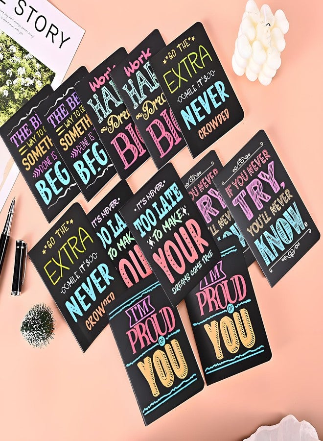 Daphilly 24 Pcs Ballpoint Pens Gifts Including 12 Cute Ballpoint Pens 12 Inspirational Notepads Mini Journal Lined with stylus pens,Pocket Notebooks Bulk Gifts Set for School Teacher Favor Supplies - Image 2