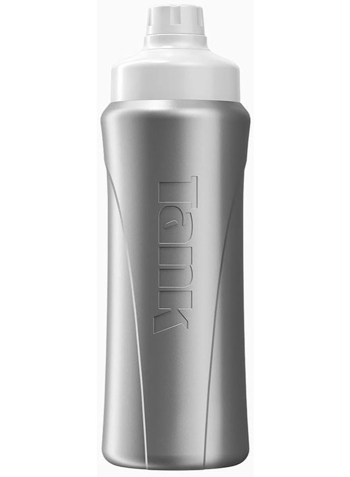 Tank Insulated Plastic Water Bottle Mini, 650mL, Silver, BPA Free, Perfect for School, Gym, Outdoor Activities