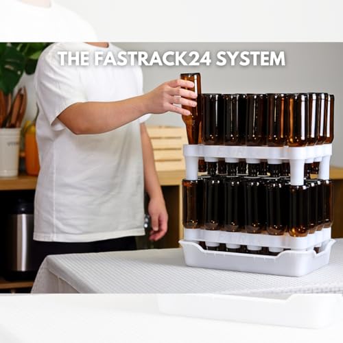 fastrack FastFerment - 24-Bottle Drying Rack & Tray| Bottle Drying Tree Alternative | Dry & Store Your Wine or Bomber/Belgian Bottles | 2-Stackable Racks, 1 Tray | Dishwasher Safe | Home Brewing Supplies - Image 5