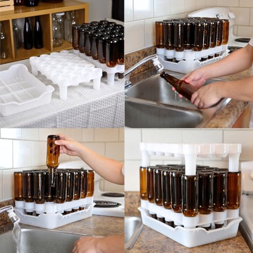 fastrack FastFerment - 24-Bottle Drying Rack & Tray| Bottle Drying Tree Alternative | Dry & Store Your Wine or Bomber/Belgian Bottles | 2-Stackable Racks, 1 Tray | Dishwasher Safe | Home Brewing Supplies - Image 4