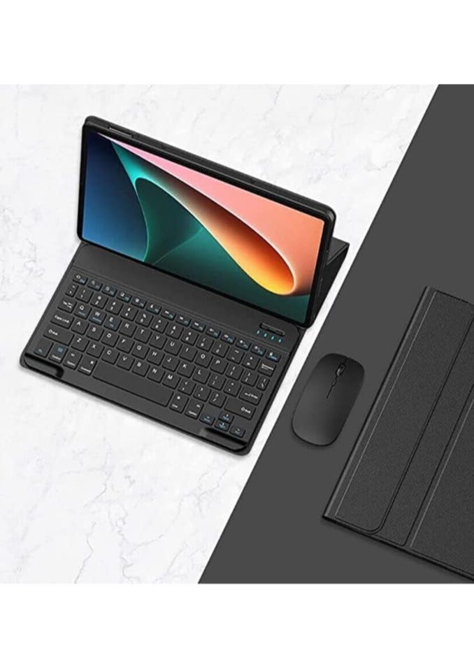 General Arabic and English Keyboard Case for Xiaomi Pad 6/pad 6 Pro 2023 11 Inch, Detachable Wireless Keyboard Pencil Holder Slim Leather Smart Cover with Mouse (Black) 