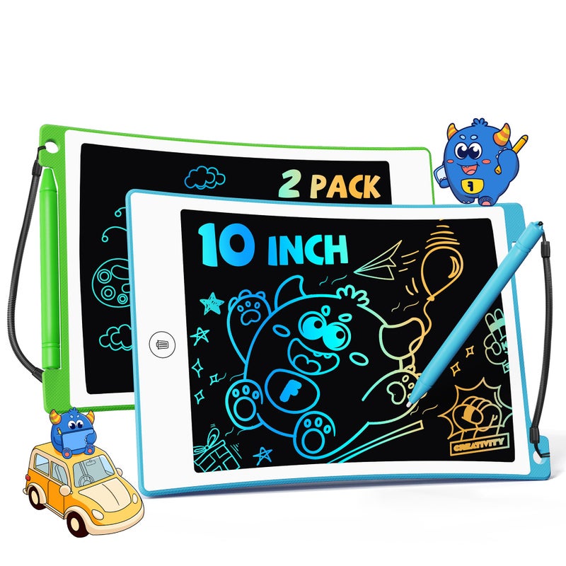 TEKFUN Toys for Kids, 10in 2 Pcs LCD Writing Tablet, Erasable Doodle Board Reusable Drawing Pad for Boys with Anti-Lost Stylus, Car Trip Blue Toys Christmas Birthday Gift for Ages 3 4 5 6 7 - Image 1