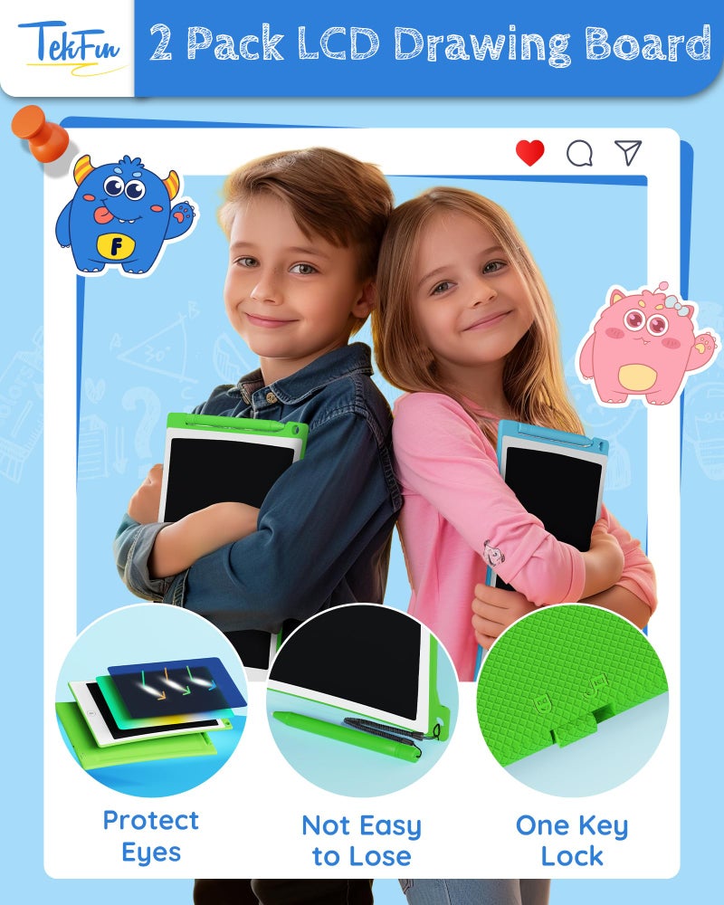 TEKFUN Toys for Kids, 10in 2 Pcs LCD Writing Tablet, Erasable Doodle Board Reusable Drawing Pad for Boys with Anti-Lost Stylus, Car Trip Blue Toys Christmas Birthday Gift for Ages 3 4 5 6 7 - Image 5