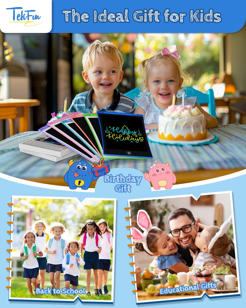 TEKFUN Toys for Kids, 10in 2 Pcs LCD Writing Tablet, Erasable Doodle Board Reusable Drawing Pad for Boys with Anti-Lost Stylus, Car Trip Blue Toys Christmas Birthday Gift for Ages 3 4 5 6 7 - Image 3