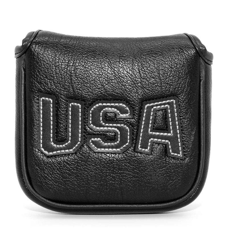 Barudan Golf Magnetic Large Mallet Putter Cover Headcover,Club Head Cover Protective Case Black,Patriotic USA (Black-White Stitching) - Image 1