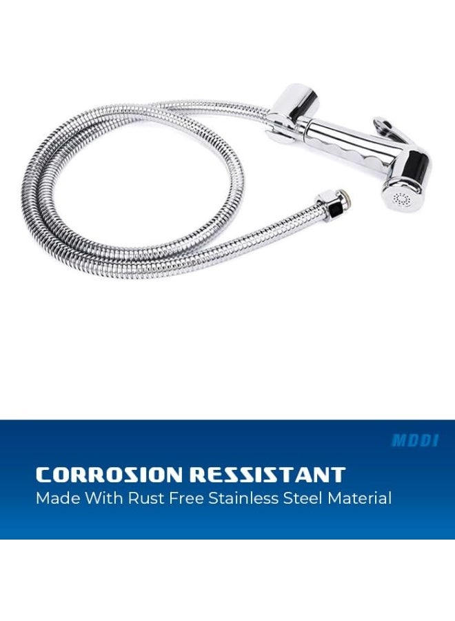 MODI Stainless Steel Shattaf Hand Spray Set | Handheld Toilet Bidet Sprayer with Flexible Hose & Wall Mount | Jet Spray (CHROME) - Image 5