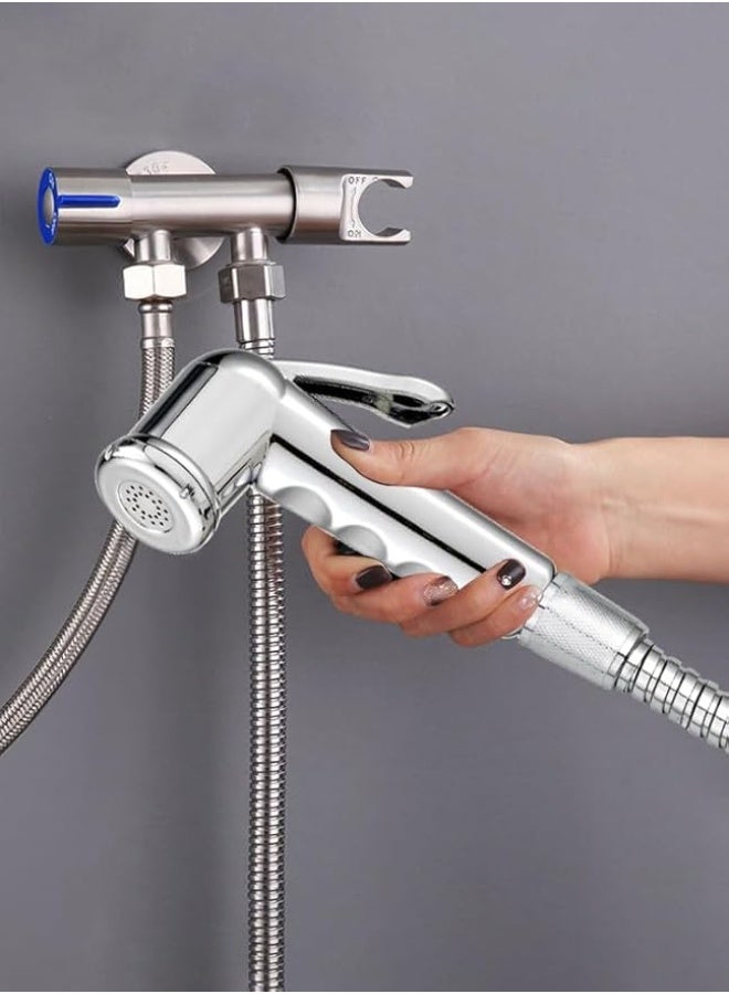 MODI Stainless Steel Shattaf Hand Spray Set | Handheld Toilet Bidet Sprayer with Flexible Hose & Wall Mount | Jet Spray (CHROME) - Image 2
