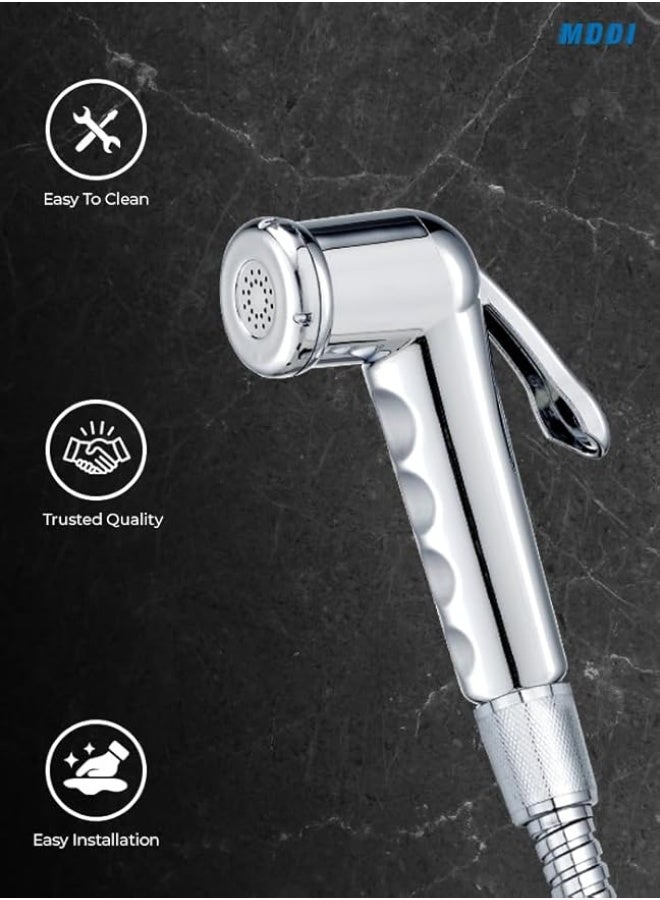 MODI Stainless Steel Shattaf Hand Spray Set | Handheld Toilet Bidet Sprayer with Flexible Hose & Wall Mount | Jet Spray (CHROME) - Image 4