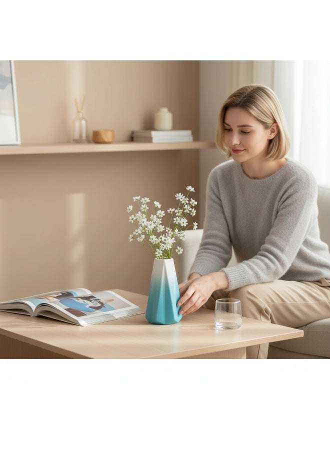 الأزرق جي دبليو أبيض وأزرق متدرج اللون أبيض وأزرق زينة طاولة إبداعية زينة طاولة قهوة طاولة قهوة ديكور منزلي مزهرية خزفية صينية - Image 1