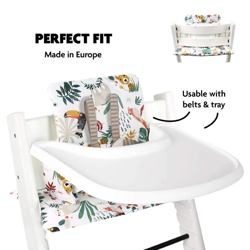 UKJE Cushion Compatible with Stokke Tripp Trapp - Soft Seat Cushion for Infants, Babies & Toddlers, High Chair Accessories, Cotton Fabric Insert, Easy to Install, Handmade in Europe (White Monkey) - Image 4