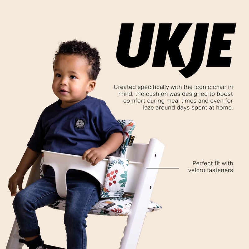 UKJE Cushion Compatible with Stokke Tripp Trapp - Soft Seat Cushion for Infants, Babies & Toddlers, High Chair Accessories, Cotton Fabric Insert, Easy to Install, Handmade in Europe (White Monkey) - Image 3