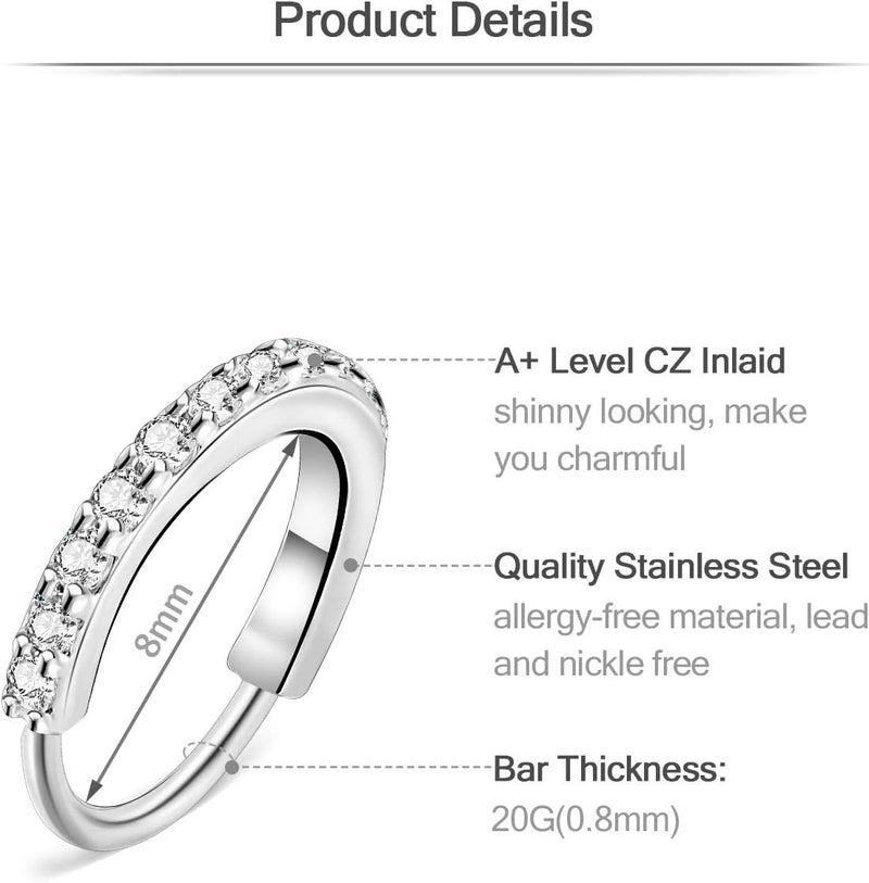 Mayhoop 20g Nose Rings Hoops and Studs Set - 28Pcs Hypoallergenic Surgical Stainless Steel - Image 2