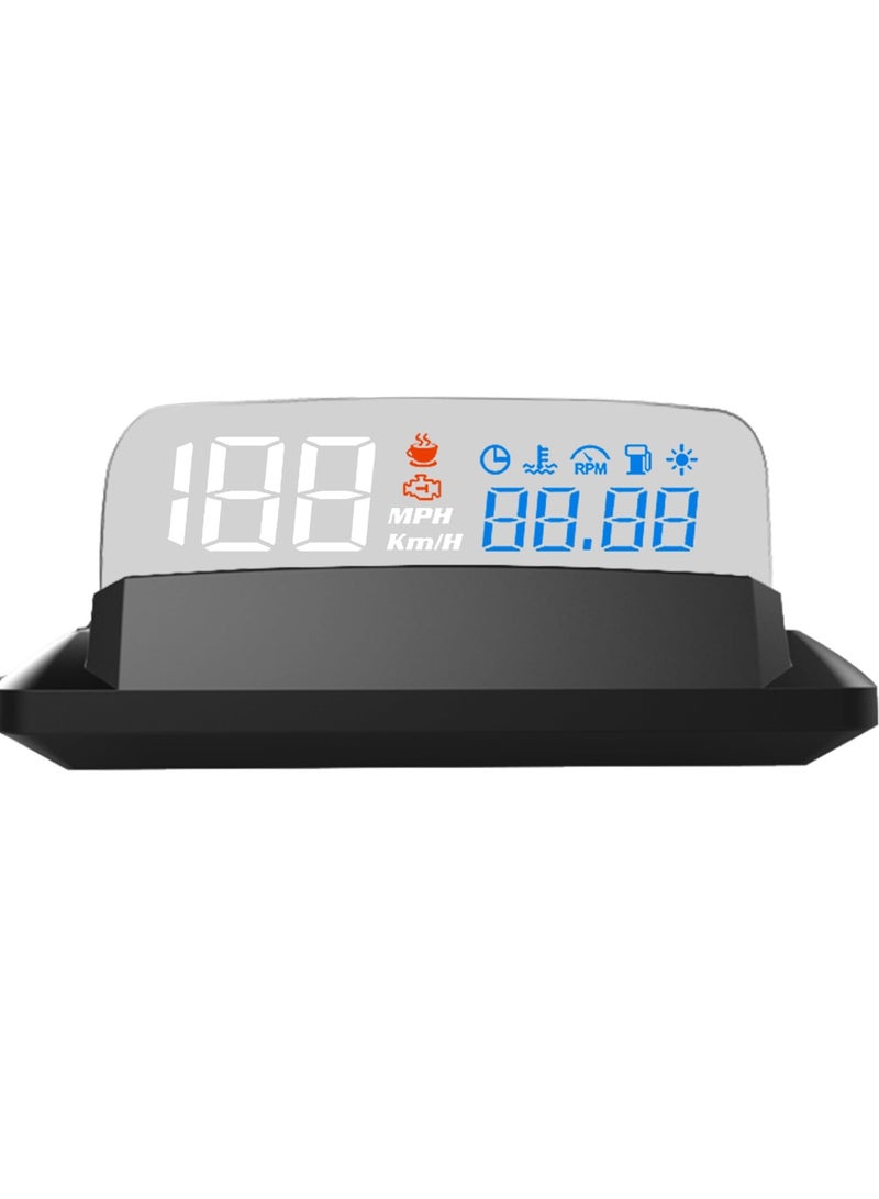 Excefore Car Head Up Display, OBD2 + GPS Dual System, Digital Speedometer KMH MPH, Mirror Speed Projector, OverSpeed Alarm, Fatigue Driving Warning - Image 1