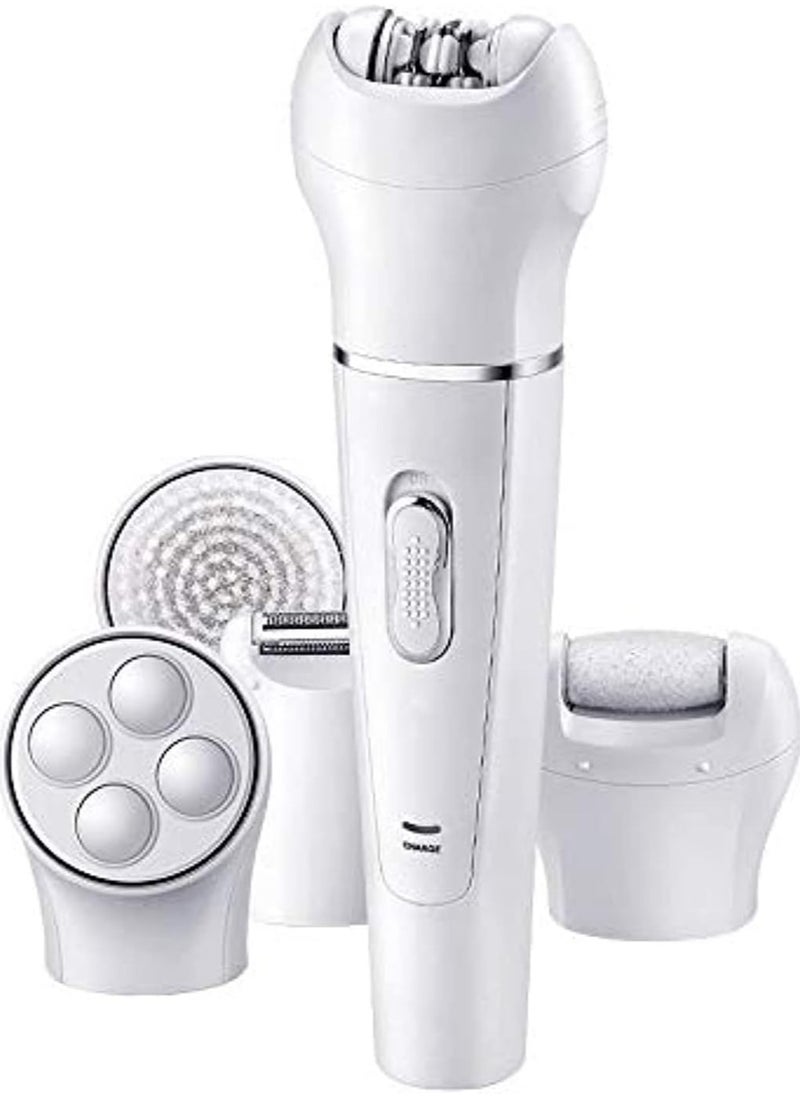 Plan A Kemei 5 in 1 Beauty Tool Kit, Facial Cleansing Brush Body Epilator Lady Shaver Face Massager Foot Dead Skin Callus Remover  - Image 1