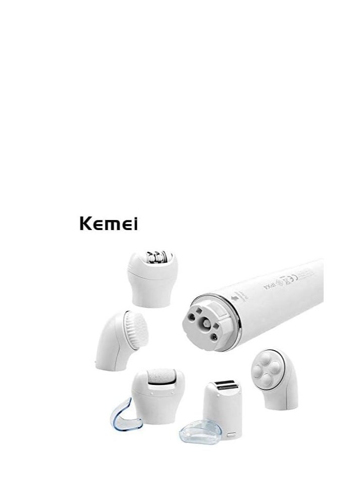 Plan A Kemei 5 in 1 Beauty Tool Kit, Facial Cleansing Brush Body Epilator Lady Shaver Face Massager Foot Dead Skin Callus Remover  - Image 4