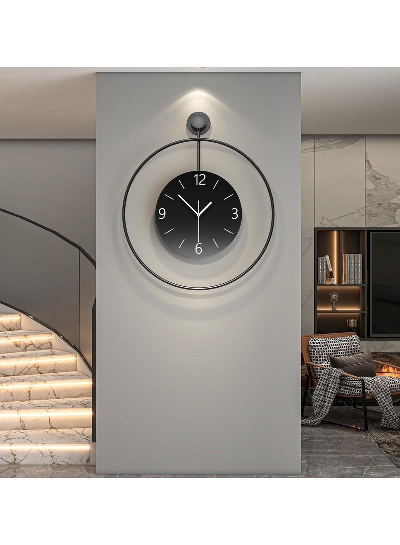Arabest ساعات حائط زخرفية لتزيين غرفة المعيشة ساعة حائط كبيرة حديثة تعمل بالبطارية صامتة بدون دقات لغرفة النوم المكتب المطبخ المنزل المزرعة 24 بوصة ساعة حائط كبيرة دائرية سوداء - Image 5