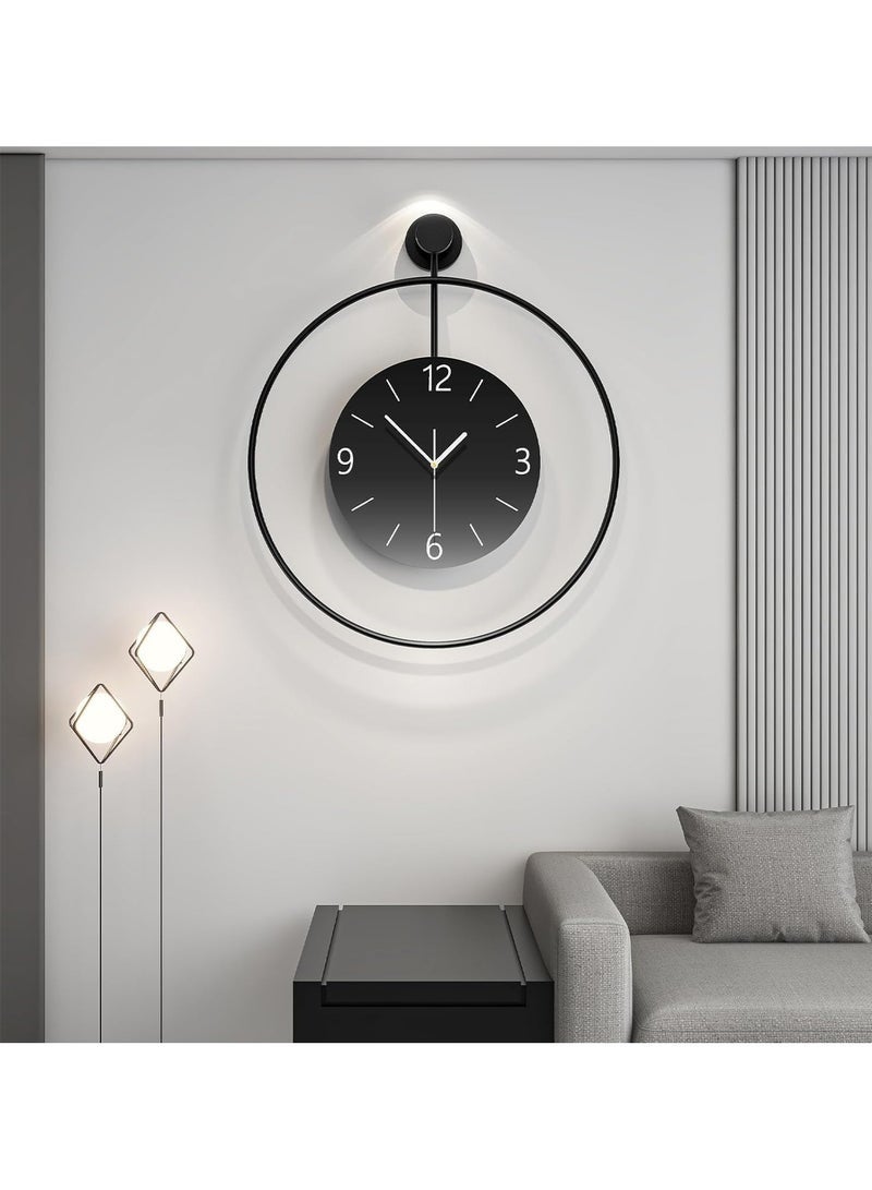 Arabest ساعات حائط زخرفية لتزيين غرفة المعيشة ساعة حائط كبيرة حديثة تعمل بالبطارية صامتة بدون دقات لغرفة النوم المكتب المطبخ المنزل المزرعة 24 بوصة ساعة حائط كبيرة دائرية سوداء - Image 1