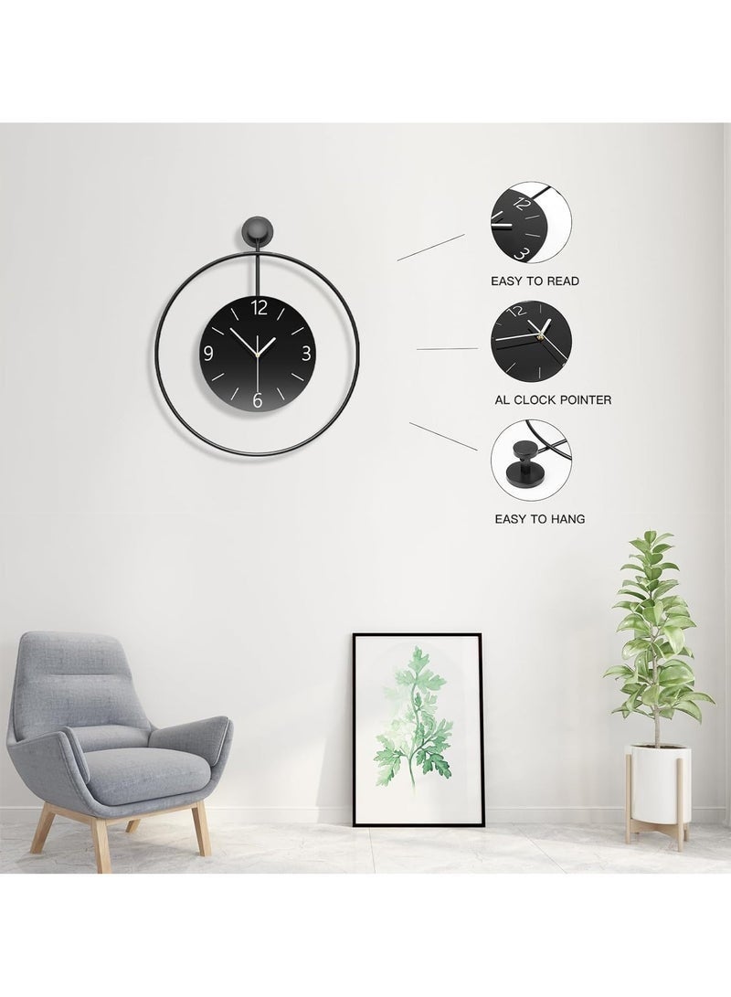 Arabest ساعات حائط زخرفية لتزيين غرفة المعيشة ساعة حائط كبيرة حديثة تعمل بالبطارية صامتة بدون دقات لغرفة النوم المكتب المطبخ المنزل المزرعة 24 بوصة ساعة حائط كبيرة دائرية سوداء - Image 2