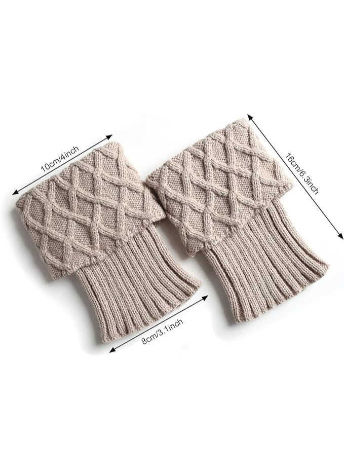 Generic 4 Pairs Winter Warm Boot Cuffs Crochet Knitted Boot Socks Boot Topper Socks Short Leg Warmers for Women, One Size  - Image 2