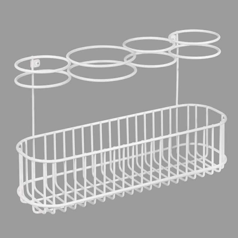 INDIAN DECOR INDIAN DECOR 28159 Hair Dryer Holder Bathroom Hair Straightener and Blow Dryer Storage Metal Hanging Basket for Heated Appliances White Made in India  - Image 5