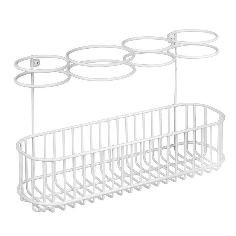 INDIAN DECOR INDIAN DECOR 28159 Hair Dryer Holder Bathroom Hair Straightener and Blow Dryer Storage Metal Hanging Basket for Heated Appliances White Made in India  - Image 3