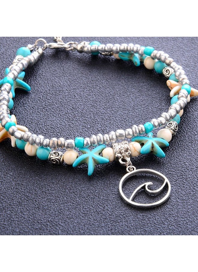 TTPAIAI 30 Vintage Layered Starfish Shell Adjustable Anklets Bracelet For Women - Beads Beach Boho Foot Jewelry  - Image 4