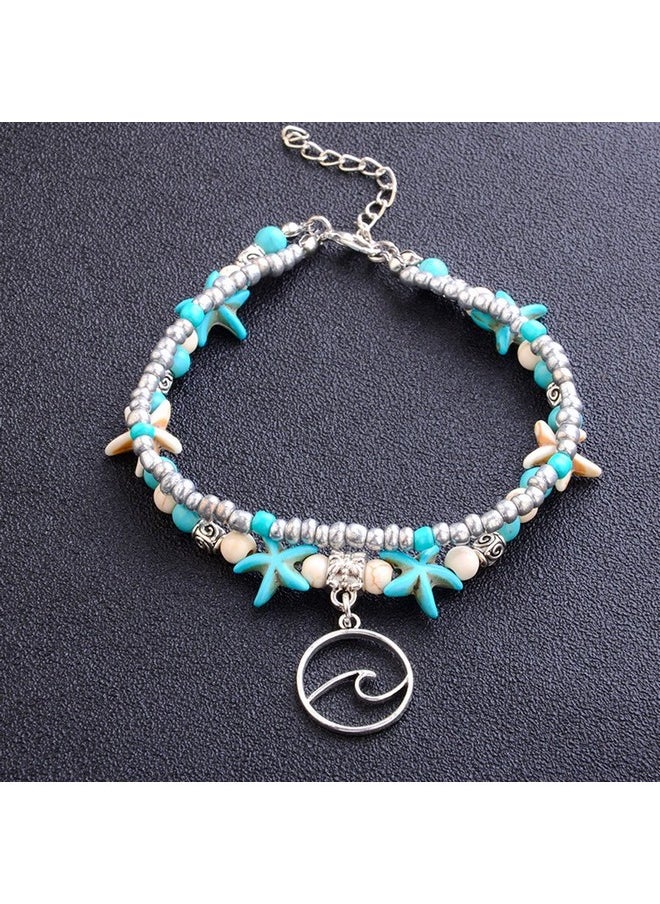 TTPAIAI 30 Vintage Layered Starfish Shell Adjustable Anklets Bracelet For Women - Beads Beach Boho Foot Jewelry  - Image 5
