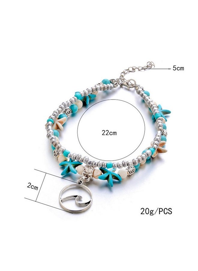 TTPAIAI 30 Vintage Layered Starfish Shell Adjustable Anklets Bracelet For Women - Beads Beach Boho Foot Jewelry  - Image 3