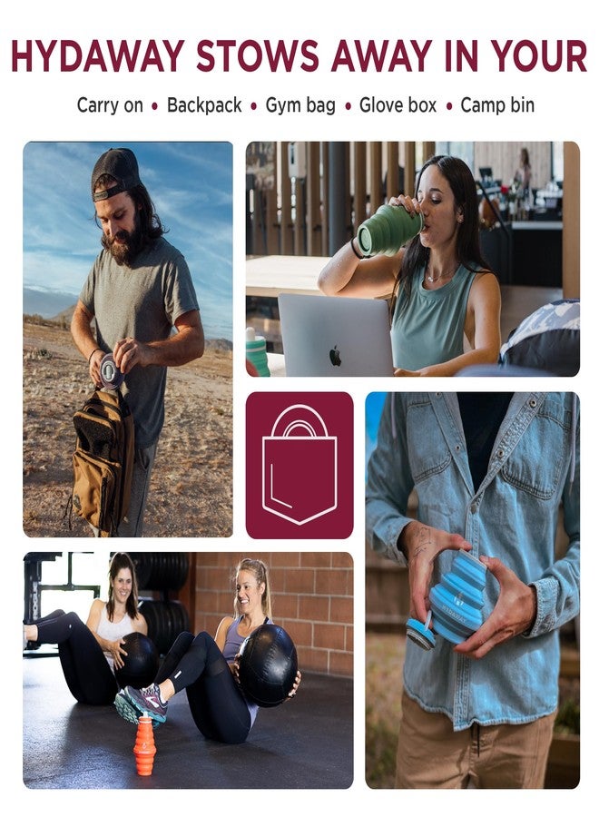 HYDAWAY Collapsible Water Bottle - 25oz I Reusable Water Bottle with Flip Top Lid for Travel, Hiking, Backpacking I Portable & Leakproof, Food-Grade Silicone, BPA Free, Collapses to 1.5” - Image 5