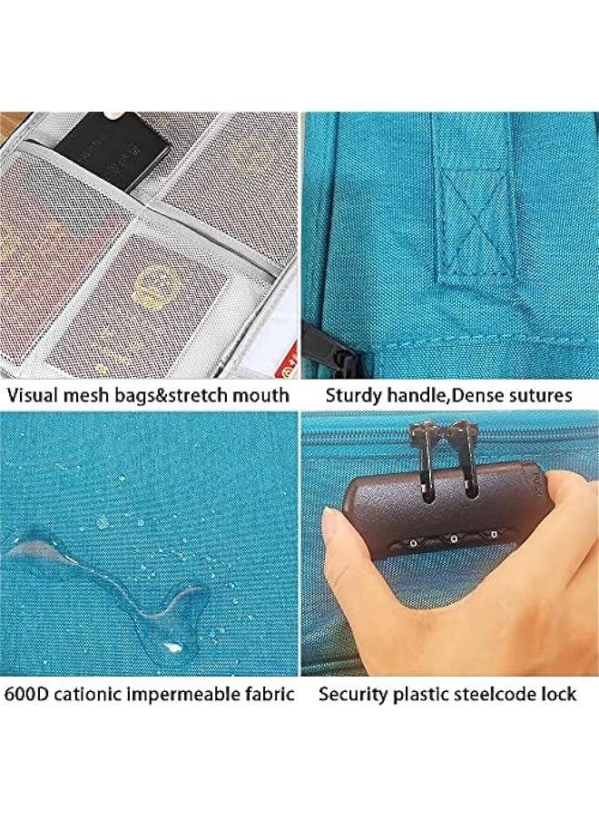 Generic - Oxford Document Bag with Safe Lock, Multi-Layer Storage Pouch, Diploma Without Vibration, Portable for MacBook, Passport, Package File, A4 Size, Lake Blue - Image 1