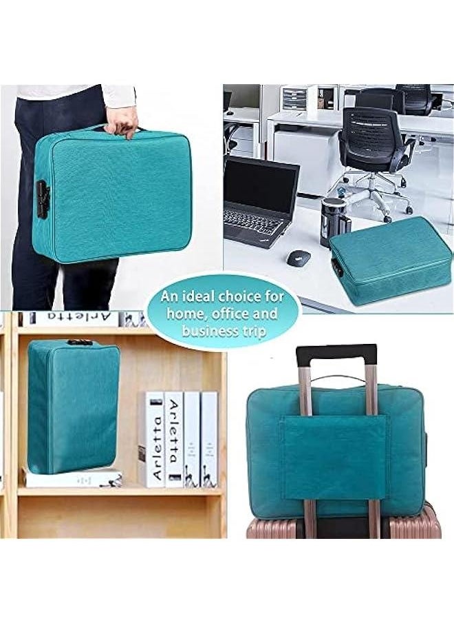 Generic - Oxford Document Bag with Safe Lock, Multi-Layer Storage Pouch, Diploma Without Vibration, Portable for MacBook, Passport, Package File, A4 Size, Lake Blue - Image 1
