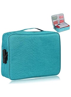 Generic Oxford Document Bag with Safe Lock, Multi-Layer Storage Pouch, Diploma Without Vibration, Portable for MacBook, Passport, Package File, A4 Size, Lake Blue  - Image 1