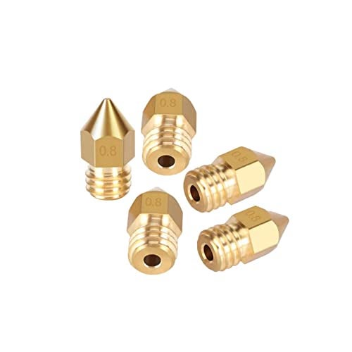 TESSERACT 0.8mm Extruder Nozzle For 3D Printer | MK8 Brass Nozzle for 3D Printing | Made in India Compatible With Anet A8 Makerbot MK8 Creality CR-10 S4 S5 Ender 3 3Pro 5 (Quantity-5 Nozzle MK8 0.8mm) - Image 1