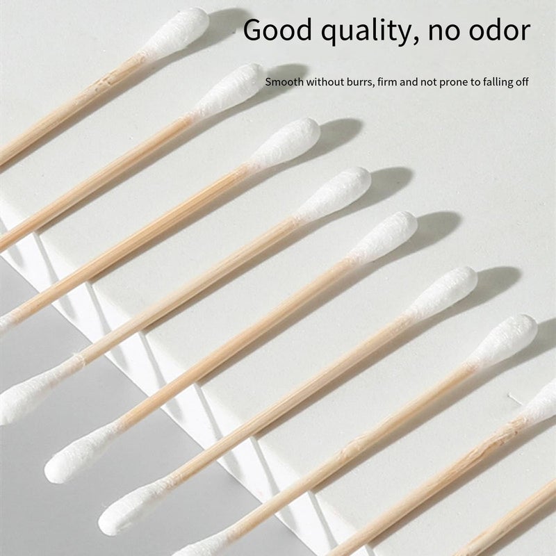MsAnya Market demand focused build 1000 pcs Wooden Cotton Buds Bamboo Cotton Swabs Double-Tipped Round Thick Tips Q-tips Safety Swabs For Ears Makeup Nails and Daily Use 10pack*100pcs All budget friendly options - Image 4