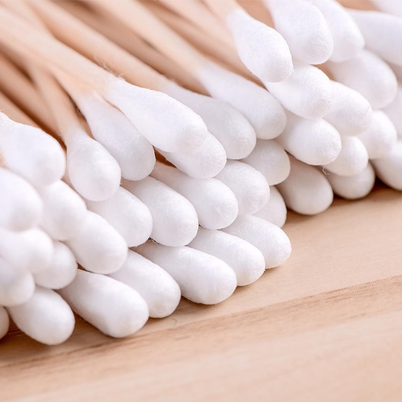 MsAnya Market demand focused build 1000 pcs Wooden Cotton Buds Bamboo Cotton Swabs Double-Tipped Round Thick Tips Q-tips Safety Swabs For Ears Makeup Nails and Daily Use 10pack*100pcs All budget friendly options - Image 3