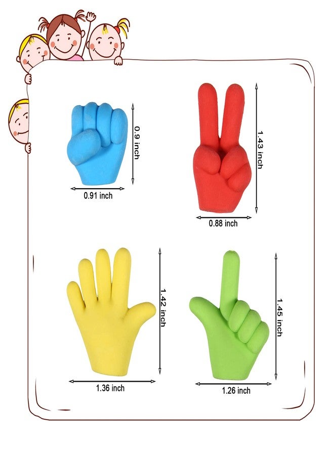 TDOCK 36 Pcs Pencil Top Erasers Fun Eraser Toppers for Kids, Bulk Cute Rock Paper Scissors Eraser Caps, 4 Colors - Image 2