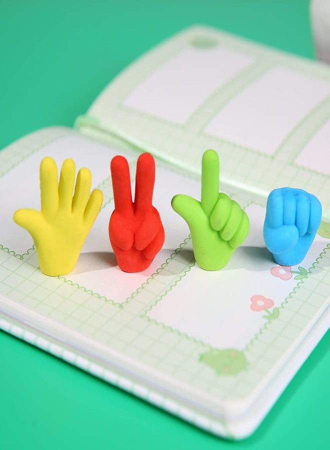 TDOCK 36 Pcs Pencil Top Erasers Fun Eraser Toppers for Kids, Bulk Cute Rock Paper Scissors Eraser Caps, 4 Colors - Image 3