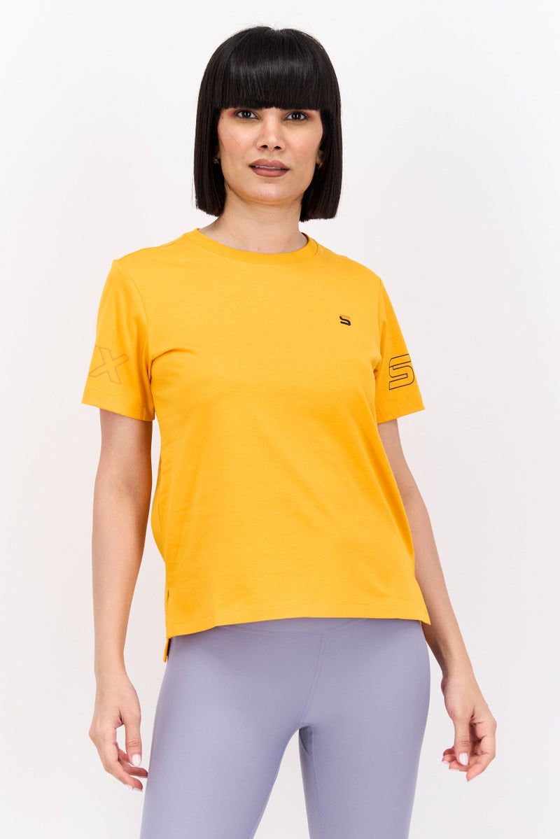 SKECHERS Women Regular Fit Outdoor T-Shirts, Yellow - Image 1