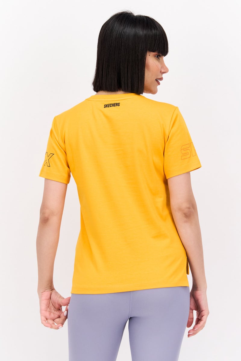 SKECHERS Women Regular Fit Outdoor T-Shirts, Yellow - Image 3
