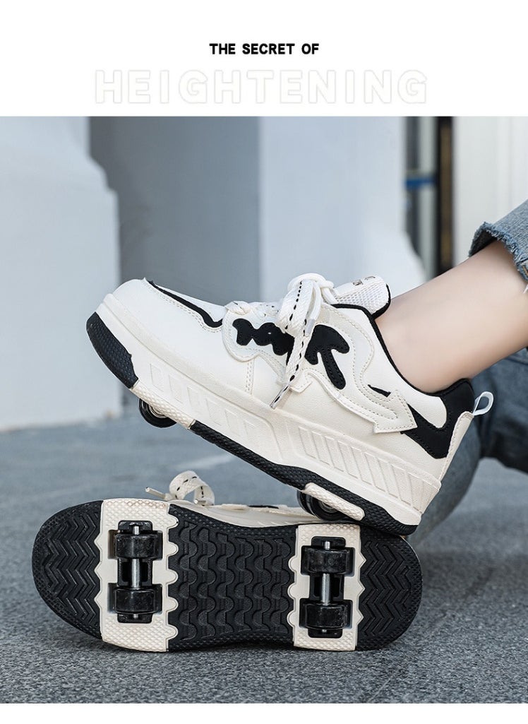 NIBEMINENT Kids Roller Skates Shoes 4 Wheels Roller Shoes Boys Girls Wheel Shoes Roller Sneakers Shoes for Beginner More Balanced  - Image 3